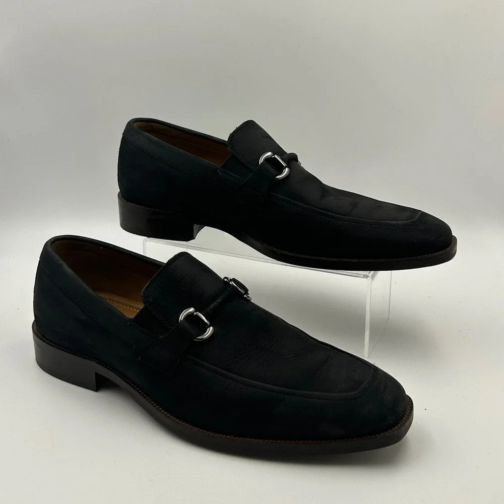Johnston & Murphy Bit Loafer Mens 10M Black Nubuck Suede Dress Shoe Old Money